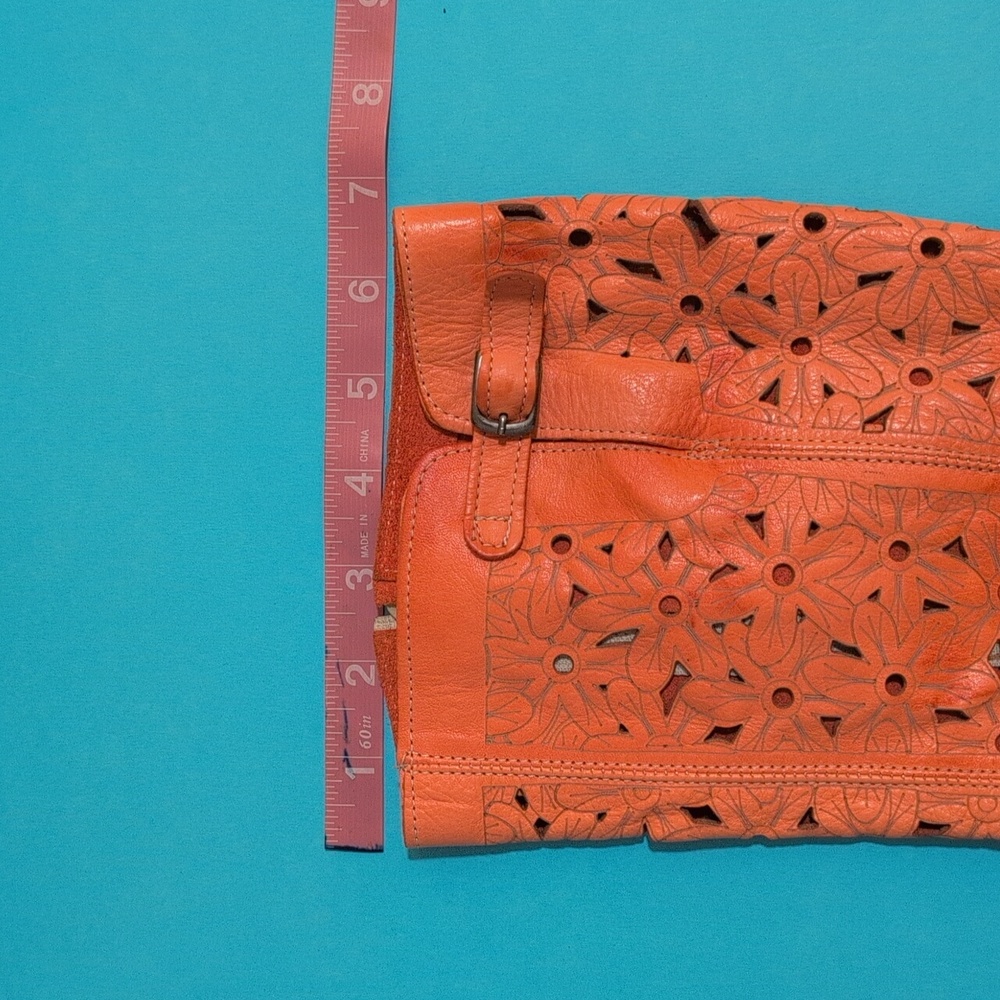 Knee-high Boots, genuine leather, Orange, laser cut, from Montenegro, 40 or 9.5 - Picture 11 of 12